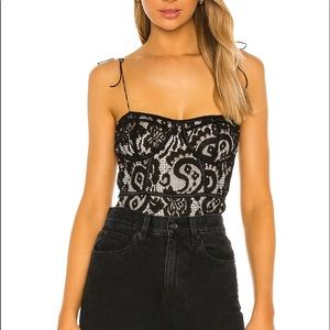 Black lace superdown corset bodysuit